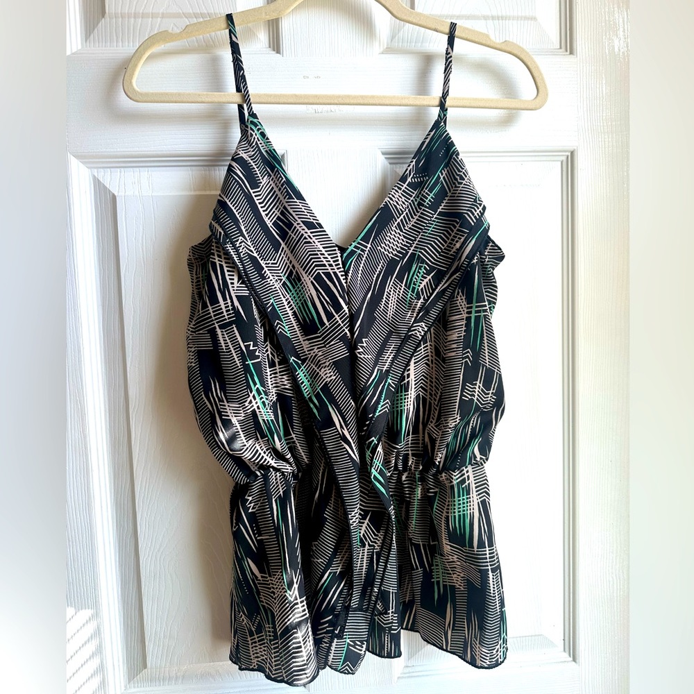 Black Print V-neck Camisole Blouse